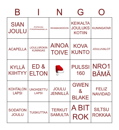 PIKKUJOULUBINGO Card