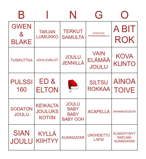 PIKKUJOULUBINGO Card