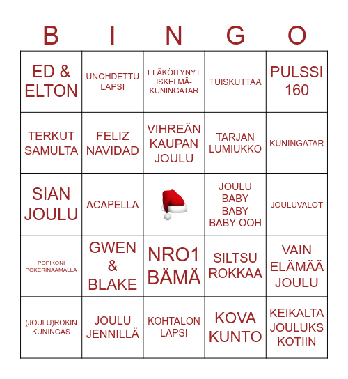 PIKKUJOULUBINGO Card