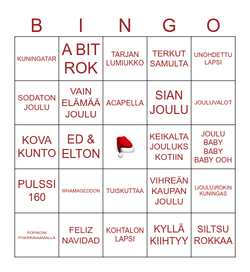 PIKKUJOULUBINGO Card