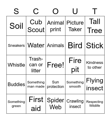 Cub Scout Bingo Card