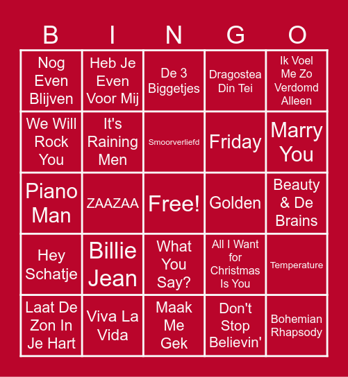 Happy Hits Bingo Card