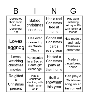 Christmas Bingo Card