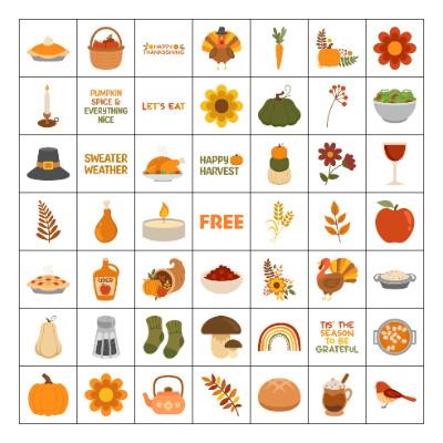 HAPPY THANKSGIVING TEAM WENDY! Bingo Card