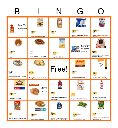 Thanksgiving Bingo Card