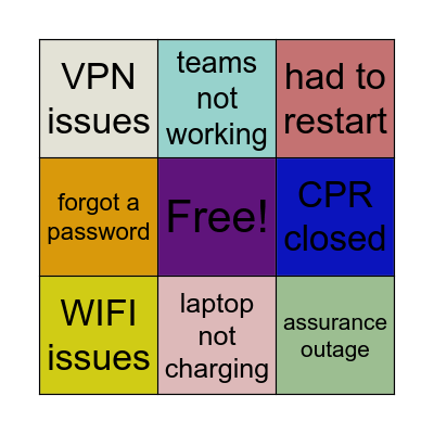 MoneyMafia Computer Issues Bingo Card