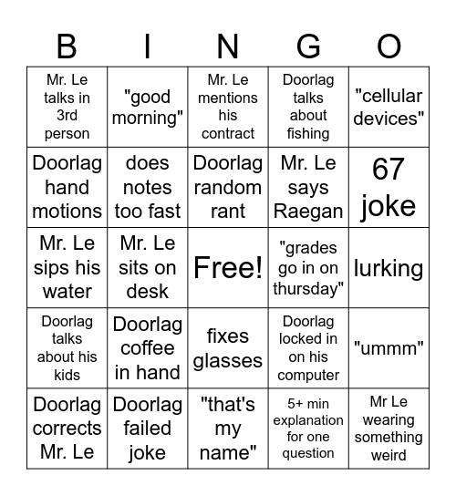 Chemistry BINGO Card