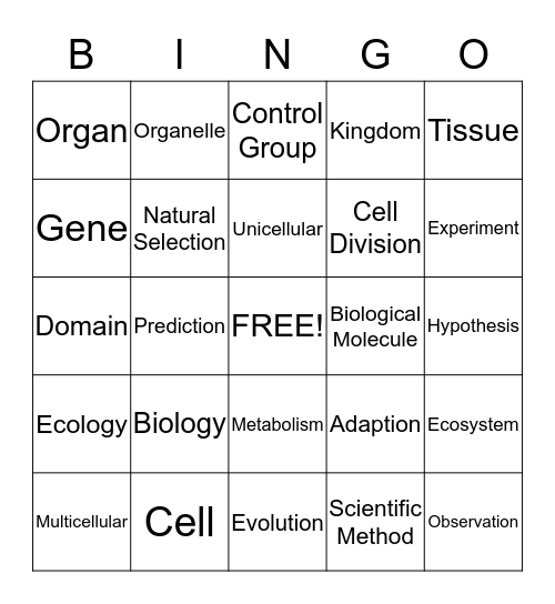 THE SCIENCE OF LIFE Bingo Card