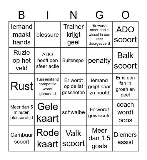 Nederlands elftal Bingo Card