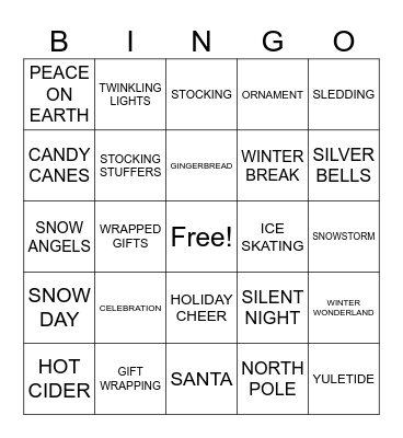Winter Bingo Card