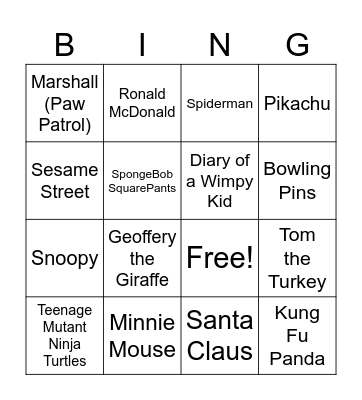 Thanksgiving Parade Bingo Card