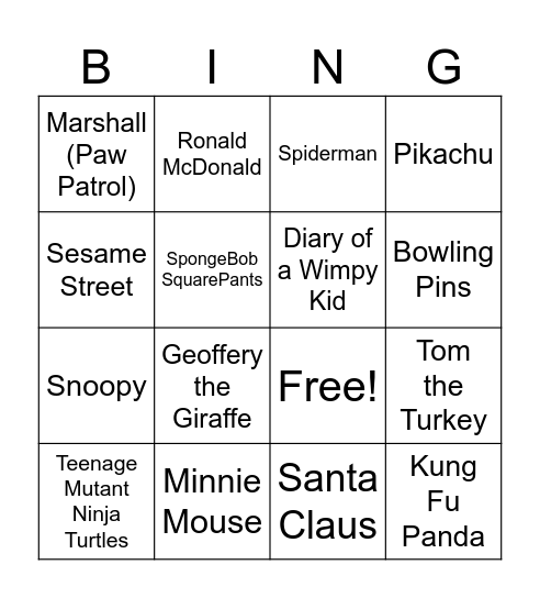 Thanksgiving Parade Bingo Card