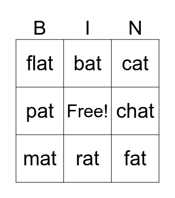 -at family Bingo Card