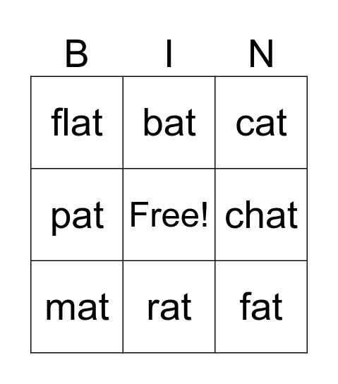 -at family Bingo Card