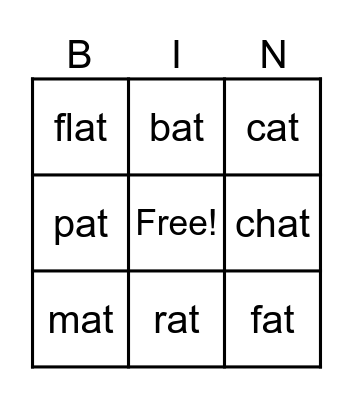 -at family Bingo Card