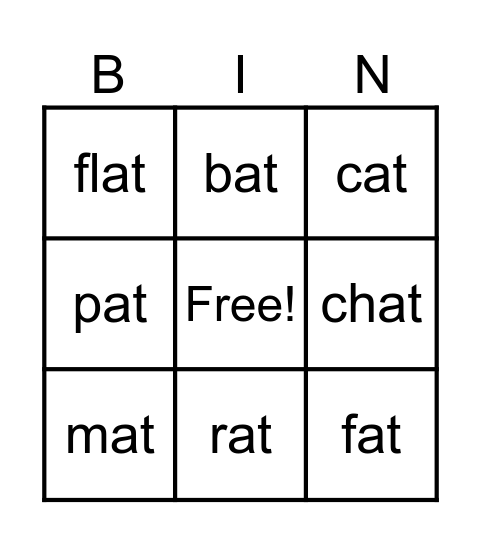 -at family Bingo Card