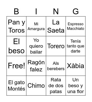 Bingo Musical UMLB Bingo Card