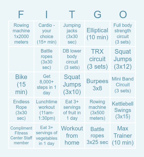 2026 FITGO Bingo Card