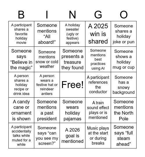 Sun 2025 - Q4 Bingo Card Bingo Card