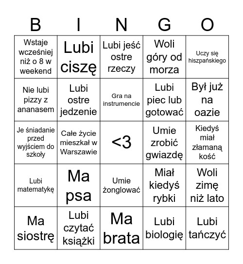 Bingo! Bingo Card