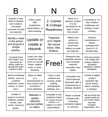 SPARK ACADEMY Bingo Card