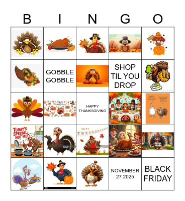 THANKSGIVING BINGO 25 Bingo Card