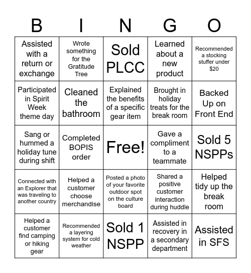 Public Lands Holiday Bingo Card