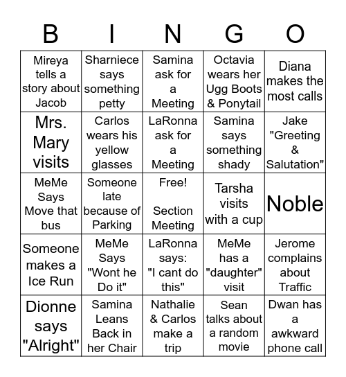 Section 5 Bingo Card