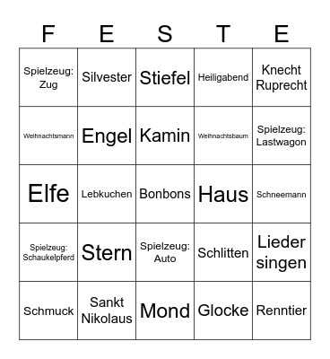 Frohes Fest 2025 Bingo Card