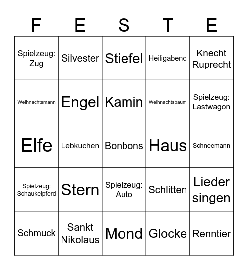 Frohes Fest 2025 Bingo Card