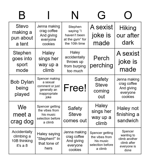 Steph, Stevo, Steven or Stephen? We’ll never know. BINGO! Bingo Card