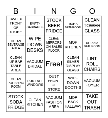 CHRISTMAS CLEANING BINGO Card