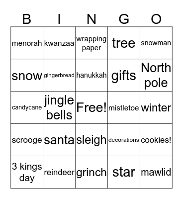 Holiday BINGO! Bingo Card