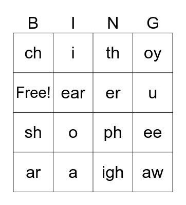 Phonics Bingo! Bingo Card