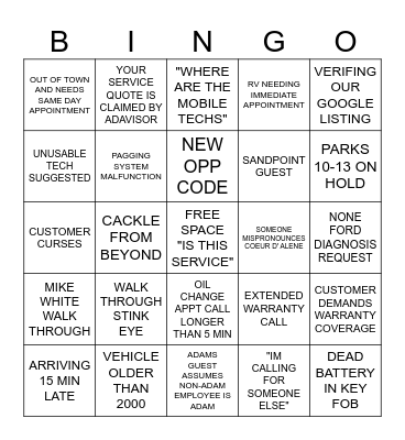 BDC BINGO 11/21 Bingo Card