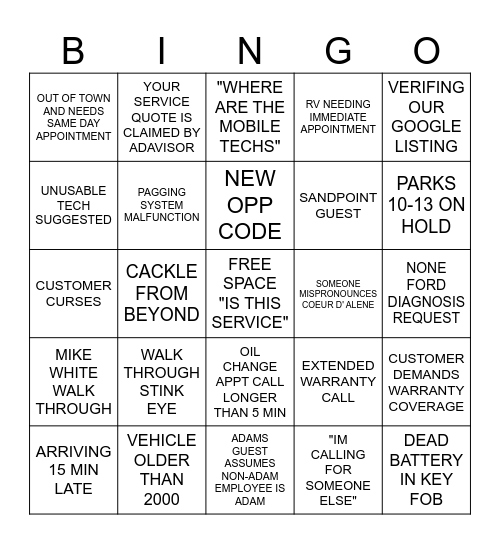 BDC BINGO 11/21 Bingo Card