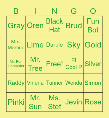 SPRUNKI Bingo Card
