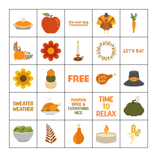 HAPPY THANKSGIVING TEAM WENDY! Bingo Card