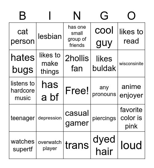 tobi bingo Card