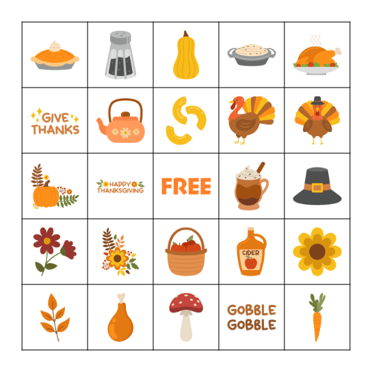 Thanksgiving Bingo Card