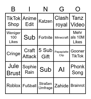 TikTok FYP Bingo Card