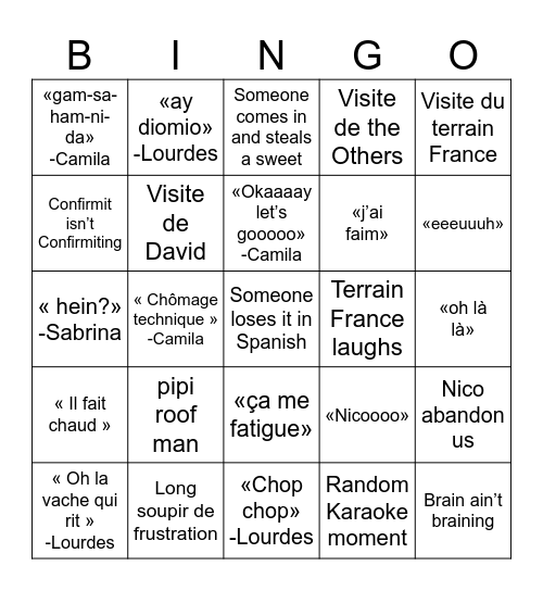 Terrain INTL Bingo Card