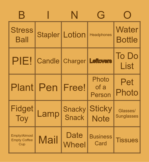 Thanksgiving at the Home Office Bingo Card