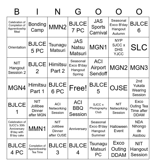 Untitled Bingo Card