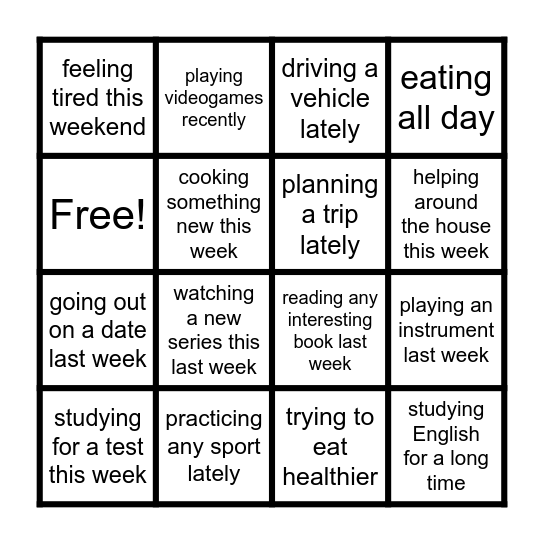 Find someone who has been... Bingo Card
