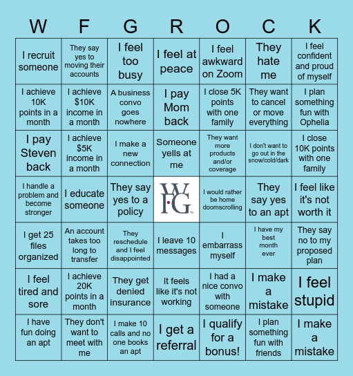 WFG Contacts Bingo Card