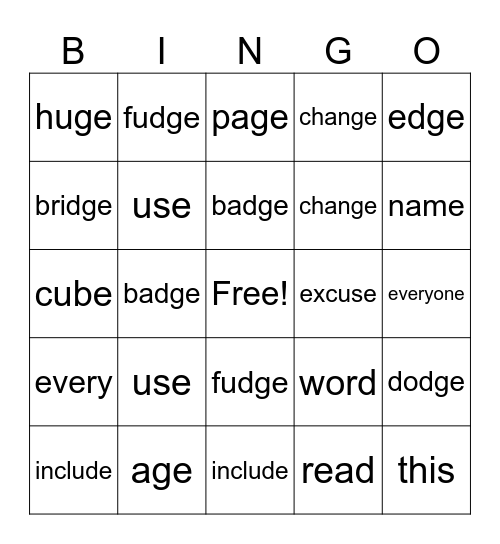 2nd Grade Ll unit 6 Bingo Card