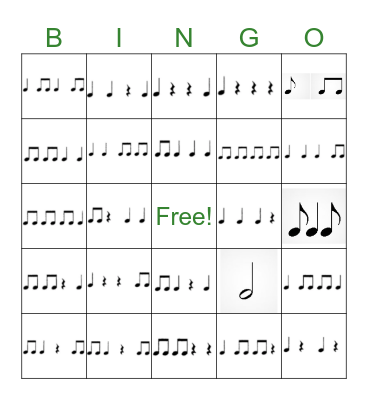 Rhythm Bingo (8ths) Bingo Card