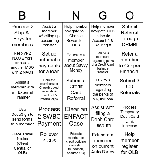 Hangar 46 Blackout Bingo Card