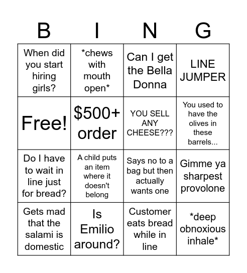 DB Holiday Bingo Card